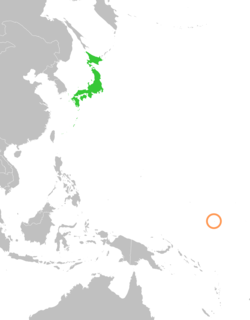 JapanとNauruの位置を示した地図