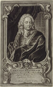 O musico y compositor alemán Johann Mattheson, en un gravato de Johann Jacob Haid.