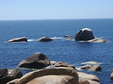 The rocks at Justin's Caves seen from the roadside