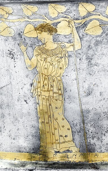 Athena, detail from a silver kantharos with Theseus in Crete (c. 440-435 BC), part of the Vassil Bojkov collection, Sofia, Bulgaria