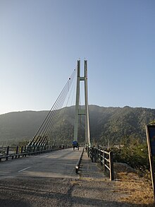 Cable-stayed bridge over the Karnali River in Chisapani, western Nepal