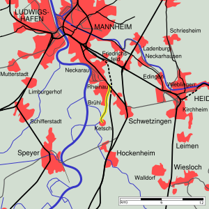 Section of the Mannheim-Rheinau – Ketsch railway line