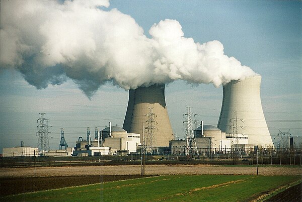 Some nuclear reactors make use of cooling towers to condense the steam exiting the turbines. All steam released is never in contact with radioactivity