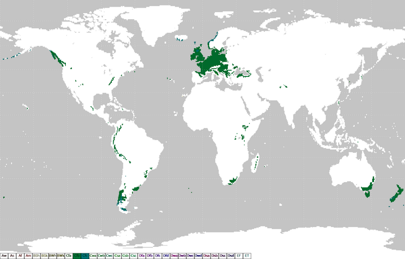 Fil:Koppen classification worldmap CfbCfc.png