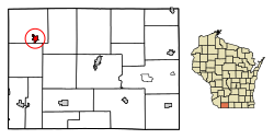 Location of Belmont in Lafayette County, Wisconsin.