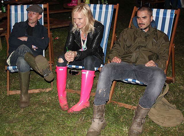 Steve Lamacq, Jo Whiley and Zane Lowe at Glastonbury as part of Radio 1's coverage