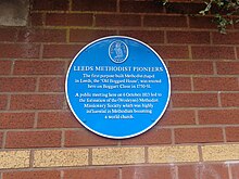 Leeds Methodist Pioneers blue plaque, Quarry Hill, Leeds (30th May 2014) 001.jpg