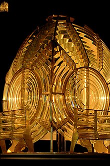 A Fresnel lens exhibited at the museum. Lighthouse lamp.jpg
