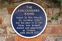 Lincolnshire Rising plaque in Louth