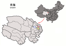 Location of Datong within Qinghai (China).png