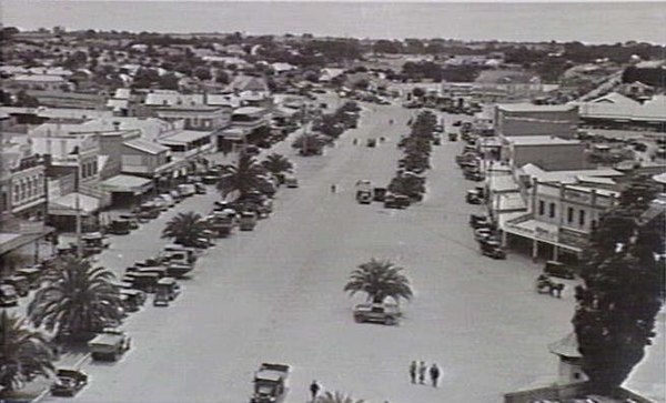 Lonsdale Street from Dandenong Town Hall tower in 1938