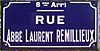 Lyon 8e - Rue de l'Abbé Laurent Remillieux - Plaque (mai 2019) - cropped, redressé.jpg