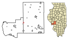 Macoupin County Illinois Incorporated and Unincorporated areas Medora Highlighted.svg