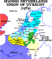 Map of the Spanish Netherlands, the Union of Utrecht and the Union of Arras (1579)