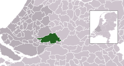 Highlighted position of Molenlanden in a municipal map of South Holland