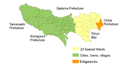 Edogawas beliggenhed i Tokyo præfektur