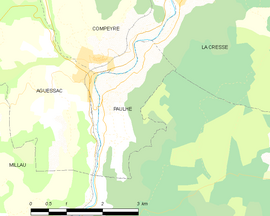 Mapa obce Paulhe