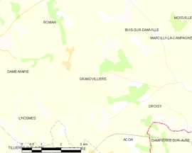 Mapa obce Grandvilliers