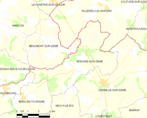 Poziția localității Épeigné-sur-Dême