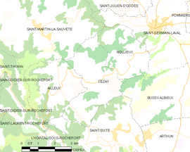 Mapa obce Cezay