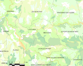 Mapa obce Bédouès