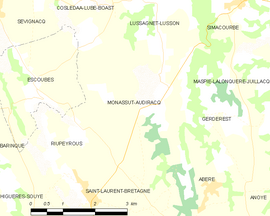 Mapa obce Monassut-Audiracq