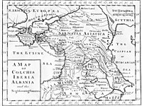 "Serbi" located near the mouth of the Volga, based on Greek literary sources, in a map printed in LONDON, ca 1770 Map of Colchis, Iberia, Albania, and the neighbouring countries ca 1770.jpg