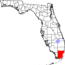 Harta e Miami-Dade County në Florida