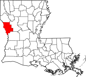 Map of Louisiana highlighting Sabine Parish