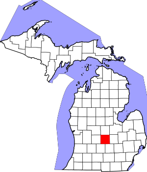 Карта штата Мичиган с выделением округа Клинтон 
