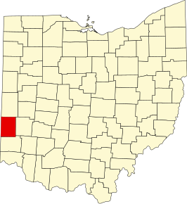 Locatie van Preble County in Ohio