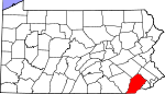 Map of Pennsylvania highlighting Chester County.svg