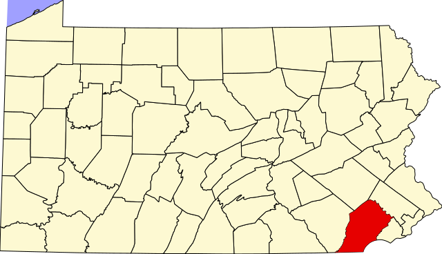 Map of Pennsylvania highlighting Chester County