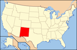 Kort over USA med New Mexico markeret