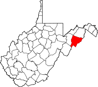 ハーディ郡の位置を示したウェストバージニア州の地図