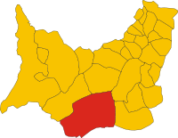 Locatie van Villacidro in Zuid-Sardinië (SU)