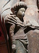 Détail du groupe sculpté représentant la Sainte Parenté : Marie Salomé.