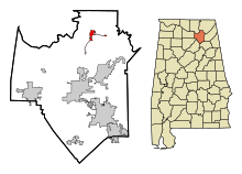 Marshall County Alabama Incorporated and Unincorporated area Grant Highlighted.svg