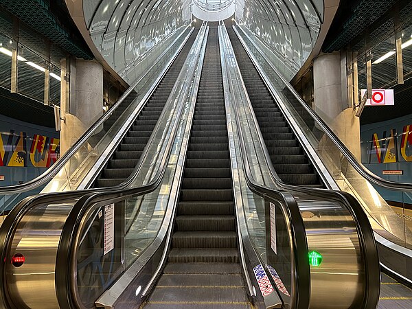 Escalator in a metro station in Warsaw