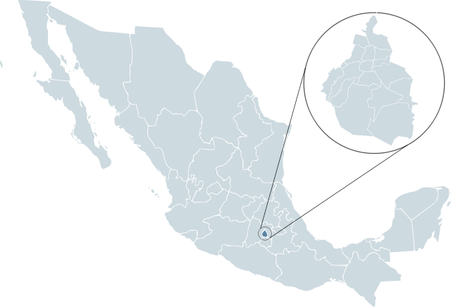 Lokasi Bandar Raya Mexico di kawasan tengah Mexico