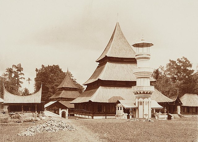 Mosque in West Sumatra with traditional Minangkabau architecture