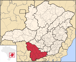 Ligging van de Braziliaanse mesoregio Sul e Sudoeste de Minas in Minas Gerais
