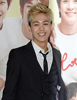 Mir (MBLAQ) op de persconferentie van KBS Joy Hello Baby, op 18 januari 2012