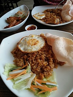 Nasi goreng "Fried rice" in Indonesian and Malay
