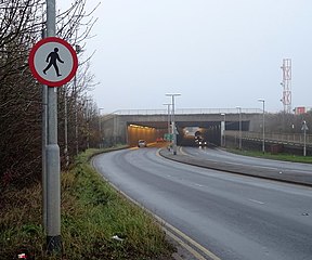 In the 1980s, Leeds Bradford International Airport extended its runway to take wide-body aircraft by building an overpass over the A658 road.