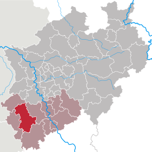 Lage des Kreis Düren in Nordrhein-Westfalen (anklickbare Karte)