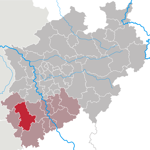 Kreis Dürens läge i Nordrhein-Westfalen