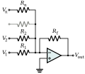 this will take the negative '"`UNIQ--postMath-00000006-QINU`"' and the negative (because was inverted) '"`UNIQ--postMath-00000007-QINU`"' terms and adds them to a positive f(t), scaling appropriately to generate '"`UNIQ--postMath-00000008-QINU`"'