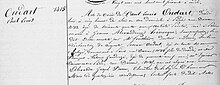 Scan from a section of a page, handwritten in cursive script, in French.