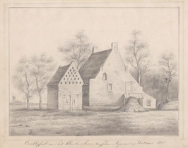 Overblijfselen van het klooster Sion te Niawier op een tekening van N.A. van Loon uit 1847